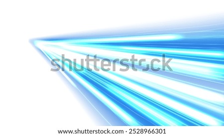 Blue Light Trails, Long Time Exposure Isolated on White Background, Vector Illustration