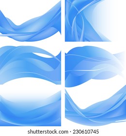 Blue light waves isolated set on white background
