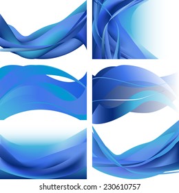 Blue light waves isolated set on white background