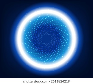 Blue light whirl dot technology background. Abstract technology background. Vector illustration.