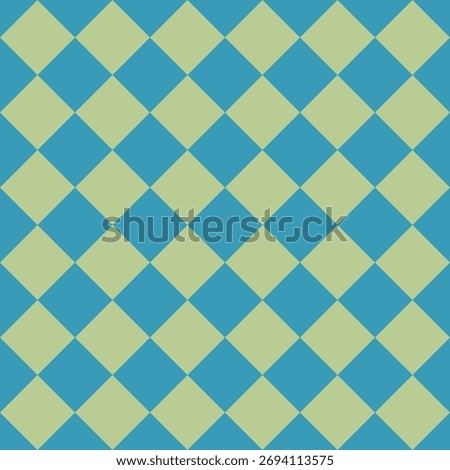 Blue and Light Yellow Diamond Checkered Pattern Background, Seamless Argyle Geometric Design for Fabric, Wallpaper, Wrapping Paper, and Modern Graphic Decoration
