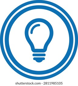 Blue Lightbulb Icon in Circle