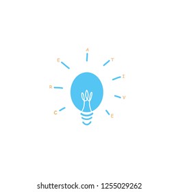 Blue lightbulb sign of creative.