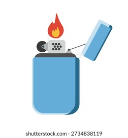Blue Lighter with Flame Illustration
