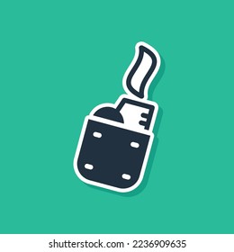 Blue Lighter icon isolated on green background.  Vector