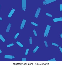 Blue Lighter icon isolated seamless pattern on blue background. Vector Illustration