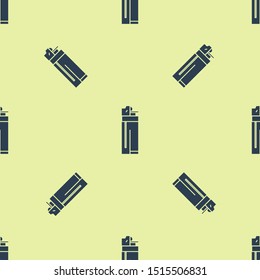 Blue Lighter icon isolated seamless pattern on yellow background.  Vector Illustration