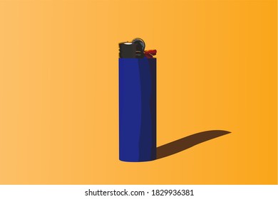 Blue Lighter with yellow background