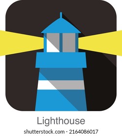 Blue lighthouse flat icon design vector illustration
