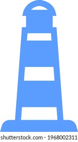 Blue lighthouse, icon illustration, vector on white background