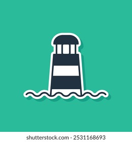 Ícone de farol azul isolado no fundo verde.  Vetor
