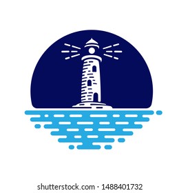 Blue lighthouse logo design. Vector and illustration.