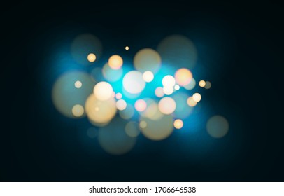 Fondo del bokeh de alumbrado azul. Papel tapiz de efecto luminoso suave. Borrador del fondo abstracto. Brillante efecto de luz bokeh. Ilustración vectorial.