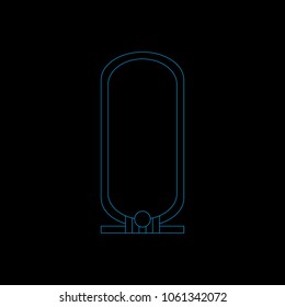 Blue lighting egyptian cartouche. Vector icon illustration egypt symbol on black background