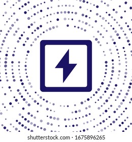 Blaue Blitze Symbol einzeln auf weißem Hintergrund. Flash-Zeichen. Flash-Symbol aufladen. Donnerbolzen. Lichtstreik. Abstrakte Kreis Zufallspunkte. Vektorillustration-Illustration
