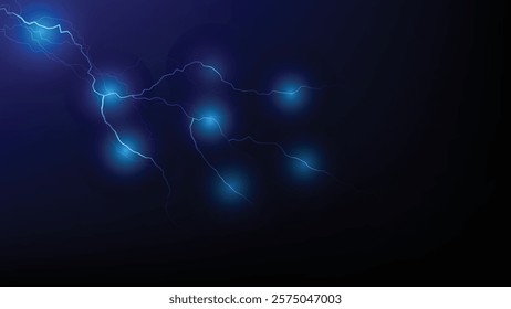 Blue lightning bolt on black color background. vector illustration