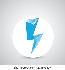 blue lightning bolt vector icon. Lightning flash logo