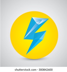 blue lightning bolt vector icon. Lightning flash logo