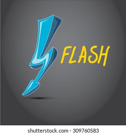 blue lightning bolt vector icon. Lightning logo doodle style