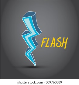 blue lightning bolt vector icon. Lightning logo doodle style