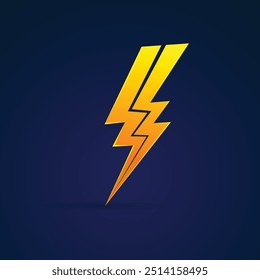 A blue lightning bolt with a yellow background
