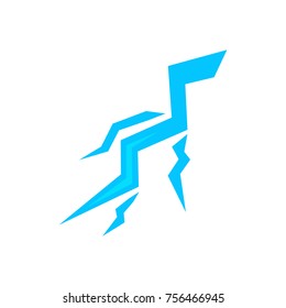 Blue lightning. flat icon
