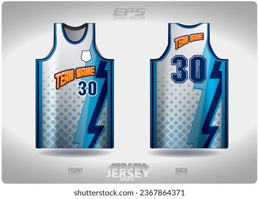 blue lightning on white pattern design, illustration, textile background for sports t-shirt, football jersey shirt mockup for football club. consistent front view