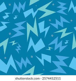 Blue lightning seamless pattern vector. Cartoon style. abstract, Design for clothing, wallpaper, decoration, paper gift, phone case, stationery