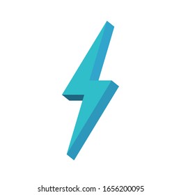 Blue lightning sign on a white background 3d, vector