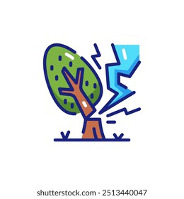 Blue Lightning Strikes Green Tree Icon