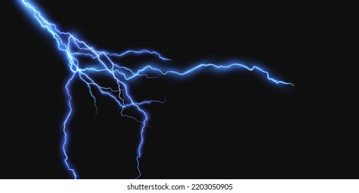 Blue lightning, thunderstorm, stormy weather, Vector illustration