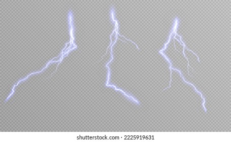 Rayo azul, tormenta eléctrica, tiempo tormentoso, ilustración vectorial	