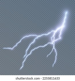 Blue lightning, thunderstorm, stormy weather, Vector illustration	
