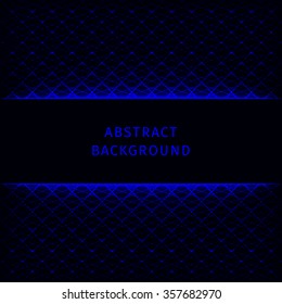 Blue lights abstract geometric shape on dark background