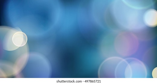Blue lights background. Defocused abstract blue christmas background