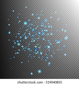 Blue lights bokeh effect and sparkles on transparent background. EPS 10 vector file included