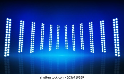 Blue lights on the stage light floodlights vector design.