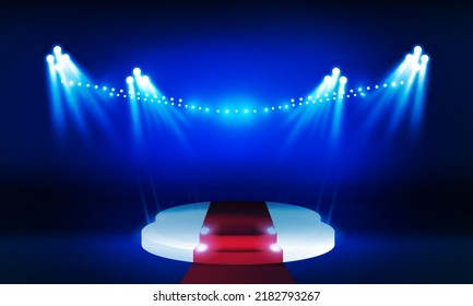 blue lights on the stage light floodlights vector design.