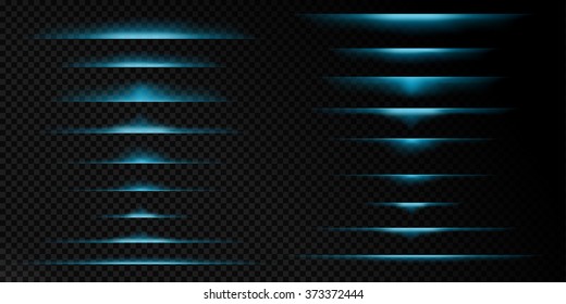Blue lights on transparent background, transparent light effects, vector