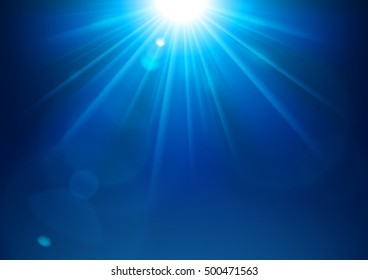 Blue lights shining with lens flare Vector Illustration