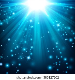 Blue lights shining with sprinkles
