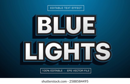 Blue lights text effect with blue background