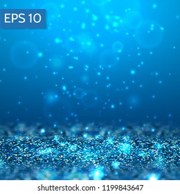 Blue lights vector background. 3d abstract glow scene for party, christmas,birthday,festive template