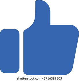 Ícone de botão azul. Blue Thumbs Up Icon para Social Media Like e Aprovação. Símbolo de gesto de mão de design plano moderno para feedback positivo, sucesso e acordo.