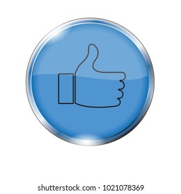 Blue like button isolated on a white background