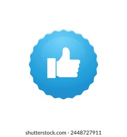 Blue like button with thumbs up. Vector illustration. 