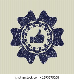 Blue like icon inside distress rubber grunge texture seal