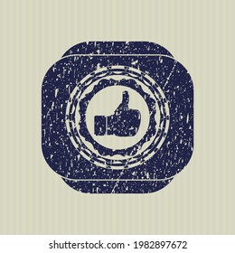 Azul como un icono dentro de la estampilla de goma de la grunge de la angustia. 