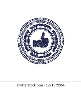 Blue like icon inside distressed rubber grunge texture seal