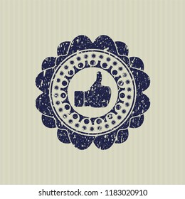Blue like icon inside rubber grunge texture stamp